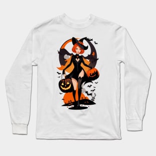 Enchanted Harvest: Witches' Pumpkin Gathering Halloween 🎃 Long Sleeve T-Shirt